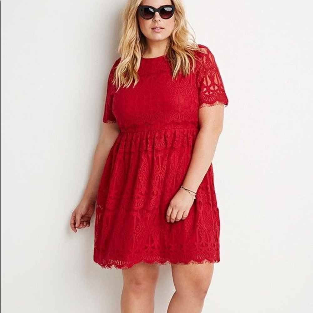 Forever21 Red Lace Fit & Flare Dress